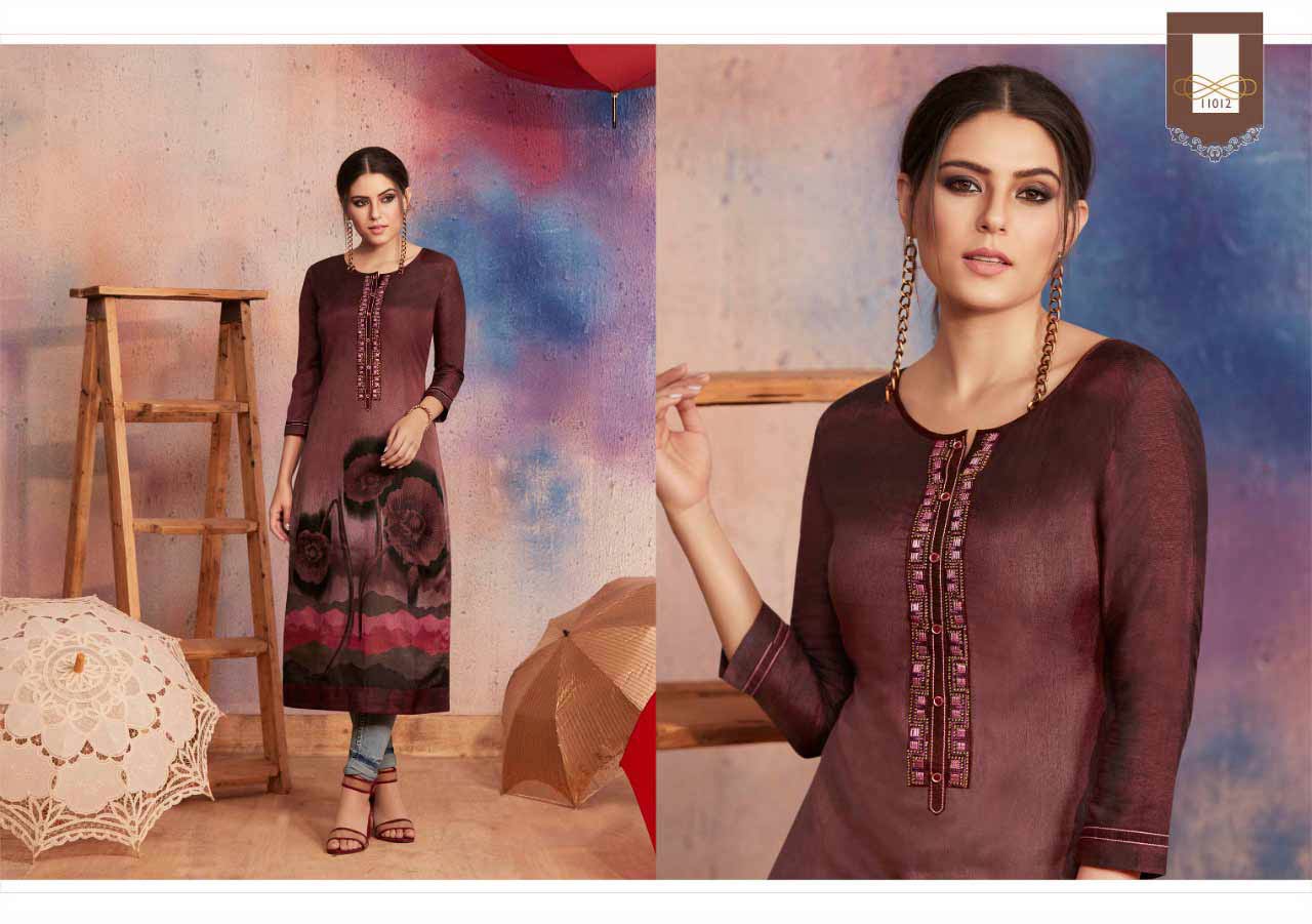 Kajree Dark Fantasy Vol-6 Rangoli Print Kurti Kajree Dark Fantasy Vol-6 Rangoli Print Kurti
